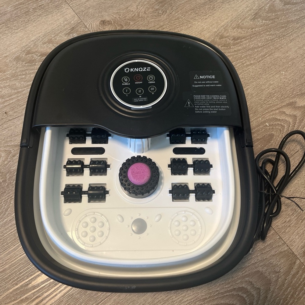 Knoze Black and White Foot Massager with Pink Detail